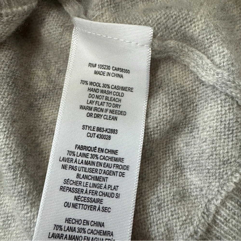 Joie Small Airic Gray Cashmere & Wool Open Back Sweater ~ Classic Minimalist